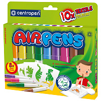 Фломастеры воздушные Centropen "AirPens Textile", 10цв.+8 трафаретов, картон. упаковка, европодвес фото Фломастеры воздушные Centropen "AirPens Textile", 10цв.+8 трафаретов, картон. упаковка, европодвес