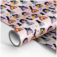 Упаковочная бумага глянц. 70*100см, MESHU "Black cats", 90г/м2 фото Упаковочная бумага глянц. 70*100см, MESHU "Black cats", 90г/м2