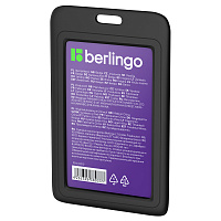 Бейдж вертикальный Berlingo "ID 200", 85*55мм, черный, без держателя, крышка-слайдер фото Бейдж вертикальный Berlingo "ID 200", 85*55мм, черный, без держателя, крышка-слайдер