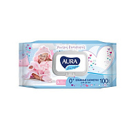 Влажные салфетки детские Aura Ultra Comfort 100 штук в упаковке фото Влажные салфетки детские Aura Ultra Comfort 100 штук в упаковке