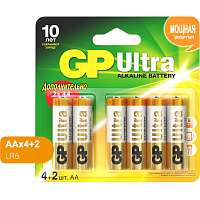 Батарейка АА пальчиковая GP Ultra (6 штук в упаковке) фото Батарейка АА пальчиковая GP Ultra (6 штук в упаковке)