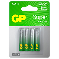 Батарейка GP Super G-Tech AAA (LR03) 24A алкалиновая, BC4 фото Батарейка GP Super G-Tech AAA (LR03) 24A алкалиновая, BC4