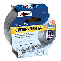 Клейкая лента армированная Unibob 50 мм x 25 м 170 мкм серая фото Клейкая лента армированная Unibob 50 мм x 25 м 170 мкм серая