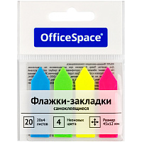 Флажки-закладки OfficeSpace, 45*12мм, стрелки, 20л*4 неоновых цвета, европодвес фото Флажки-закладки OfficeSpace, 45*12мм, стрелки, 20л*4 неоновых цвета, европодвес