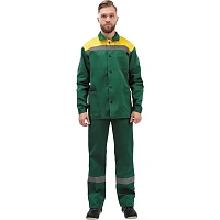 Костюм рабочий летний мужской л02-КПК с СОП зеленый/желтый (размер 64-66, рост 170-176)