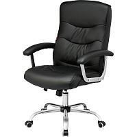 Кресло для руководителя Easy Chair 550 TR черное (рециклированная кожа с компаньоном, металл) фото Кресло для руководителя Easy Chair 550 TR черное (рециклированная кожа с компаньоном, металл)