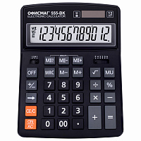Калькулятор настольный ОФИСМАГ 555-BK (206x155 мм), 12 разрядов, двойное питание, ЧЕРНЫЙ, 271729 фото Калькулятор настольный ОФИСМАГ 555-BK (206x155 мм), 12 разрядов, двойное питание, ЧЕРНЫЙ, 271729