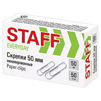 Скрепки большие 50 мм, STAFF "EVERYDAY", никелированные, 50 шт., в картонной коробке, 226759 фото Скрепки большие 50 мм, STAFF "EVERYDAY", никелированные, 50 шт., в картонной коробке, 226759