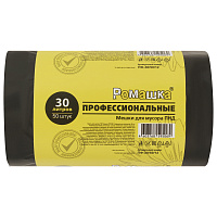 Мешки для мусора 30 л, черные, в рулоне 50 шт., ПНД 10 мкм, 48x57,5 см, РОМАШКА ПРОФИ ПФ-30/50/12 фото Мешки для мусора 30 л, черные, в рулоне 50 шт., ПНД 10 мкм, 48x57,5 см, РОМАШКА ПРОФИ ПФ-30/50/12