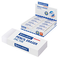 Ластик большой BRAUBERG EXTRA, 60х24х11 мм, белый, прямоугольный, экологичный ПВХ, картонный держатель, 228074 фото Ластик большой BRAUBERG EXTRA, 60х24х11 мм, белый, прямоугольный, экологичный ПВХ, картонный держатель, 228074
