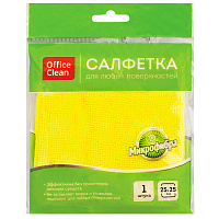 Салфетка для уборки OfficeClean, микрофибра, 25*25см, желтая фото Салфетка для уборки OfficeClean, микрофибра, 25*25см, желтая
