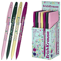 Ручка шариковая ERICH KRAUSE "R-301 Stick Floral" СИНЯЯ, синяя, корпус ассорти, линия 0,35 мм, 63077 фото Ручка шариковая ERICH KRAUSE "R-301 Stick Floral" СИНЯЯ, синяя, корпус ассорти, линия 0,35 мм, 63077