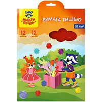 Бумага тишью Мульти-Пульти, А4, 12л., 12цв., 20г/м2, "Приключения Енота фото Бумага тишью Мульти-Пульти, А4, 12л., 12цв., 20г/м2, "Приключения Енота