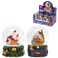 Снежный шар с LED-подсветкой "Дед Мороз" диаметр 80мм, полистоун/стекло, ассорти 2 дизайна, ЗОЛОТАЯ СКАЗКА, 592599