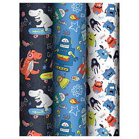 Упаковочная бумага глянц. 70*100см, MESHU "Monsters", 80 г/м2, ассорти, 3 дизайна фото Упаковочная бумага глянц. 70*100см, MESHU "Monsters", 80 г/м2, ассорти, 3 дизайна