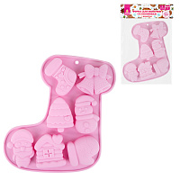 Форма для выпечки новогодняя 23х19 см, "Сапожок", силикон, 7 ячеек, рецепт, ЗОЛОТАЯ СКАЗКА, 592470 фото Форма для выпечки новогодняя 23х19 см, "Сапожок", силикон, 7 ячеек, рецепт, ЗОЛОТАЯ СКАЗКА, 592470