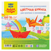Цветная бумага тонированная 210*210мм, Мульти-Пульти, 100л., 10цв., в пакете, "Енот в России фото Цветная бумага тонированная 210*210мм, Мульти-Пульти, 100л., 10цв., в пакете, "Енот в России
