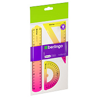Набор чертежный средний Berlingo "Radiance" (треуг. 14см, линейка 20см, транспортир) гибкий, желтый/розовый градиент фото Набор чертежный средний Berlingo "Radiance" (треуг. 14см, линейка 20см, транспортир) гибкий, желтый/розовый градиент