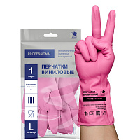 Перчатки МНОГОРАЗОВЫЕ виниловые РОЗОВЫЕ усиленные ГИПОАЛЛЕРГЕННЫЕ, ТР ТС, PROFESSIONAL, размер L (большой), вес 90 г, ADM, 31157 фото Перчатки МНОГОРАЗОВЫЕ виниловые РОЗОВЫЕ усиленные ГИПОАЛЛЕРГЕННЫЕ, ТР ТС, PROFESSIONAL, размер L (большой), вес 90 г, ADM, 31157