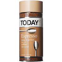 Кофе растворимый сублимированный Today Espresso 95 г (стеклянная банка) фото Кофе растворимый сублимированный Today Espresso 95 г (стеклянная банка)