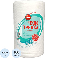 Салфетки хозяйственные в рулоне Bagi Чудо-тряпка Анти-Ворсинки спанлейс/нетканное полотно 20x20 см 45 г/кв.м 180 листов фото Салфетки хозяйственные в рулоне Bagi Чудо-тряпка Анти-Ворсинки спанлейс/нетканное полотно 20x20 см 45 г/кв.м 180 листов