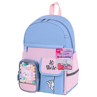 Рюкзак BRAUBERG PASTEL с термонашивками в комплекте, "Friendly bunnies", голубой, 40х29х14 см, 271423 фото Рюкзак BRAUBERG PASTEL с термонашивками в комплекте, "Friendly bunnies", голубой, 40х29х14 см, 271423