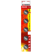 Батарейки литиевые SONNEN Lithium CR2450, "таблетки, дисковые, кнопочные", КОМПЛЕКТ 5 шт., блистер, 457144 фото Батарейки литиевые SONNEN Lithium CR2450, "таблетки, дисковые, кнопочные", КОМПЛЕКТ 5 шт., блистер, 457144