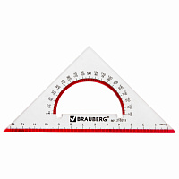 Треугольник пластиковый, угол 45, 13 см, BRAUBERG "Crystal", с транспортиром, прозрачный, с выделенной шкалой, 210293 фото Треугольник пластиковый, угол 45, 13 см, BRAUBERG "Crystal", с транспортиром, прозрачный, с выделенной шкалой, 210293