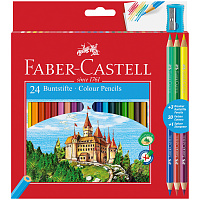 Карандаши цветные Faber-Castell "Замок", 24цв., шестигр., заточ.+6цв.+точилка, картон, европодвес фото Карандаши цветные Faber-Castell "Замок", 24цв., шестигр., заточ.+6цв.+точилка, картон, европодвес