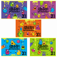 Альбом для рисования, А4, 20 л., скоба, обложка картон, выборочный лак, HATBER, 205х290 мм, "Монстрики", 074632, 20А4вмВ фото Альбом для рисования, А4, 20 л., скоба, обложка картон, выборочный лак, HATBER, 205х290 мм, "Монстрики", 074632, 20А4вмВ