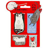 Закладки магнитные для книг, 4шт., MESHU "Funny cat", ламинация с блестками фото Закладки магнитные для книг, 4шт., MESHU "Funny cat", ламинация с блестками