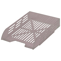 Лоток горизонтальный для бумаг BRAUBERG ECO, 330х245х65 мм, сетчатый, дымчатый, 239012 фото Лоток горизонтальный для бумаг BRAUBERG ECO, 330х245х65 мм, сетчатый, дымчатый, 239012