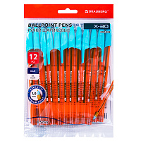 Ручки шариковые BRAUBERG X-30 ORANGE, КОМПЛЕКТ 12 шт., СИНИЕ, пишущий узел 1 мм, линия письма 0,5 мм, 144334 фото Ручки шариковые BRAUBERG X-30 ORANGE, КОМПЛЕКТ 12 шт., СИНИЕ, пишущий узел 1 мм, линия письма 0,5 мм, 144334