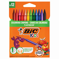 Мелки пластиковые BIC "Plastidecor", 12 цветов, ультрапрочные, круглые, картонная упаковка, подвес, 945764 фото Мелки пластиковые BIC "Plastidecor", 12 цветов, ультрапрочные, круглые, картонная упаковка, подвес, 945764