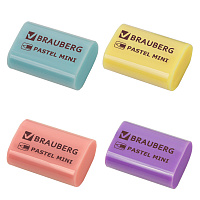 Ластик BRAUBERG "Pastel Mini", 27х18х10 мм, ассорти пастельных цветов, экологичный ПВХ, 229581 фото Ластик BRAUBERG "Pastel Mini", 27х18х10 мм, ассорти пастельных цветов, экологичный ПВХ, 229581