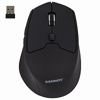 Мышь беспроводная SONNEN V33, USB, 800/1200/1600 dpi, 6 кнопок, оптическая, черная, SOFT TOUCH, 513517 фото Мышь беспроводная SONNEN V33, USB, 800/1200/1600 dpi, 6 кнопок, оптическая, черная, SOFT TOUCH, 513517