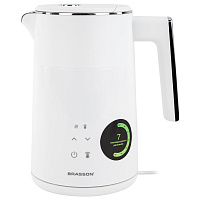 Чайник с двойными стенками, терморегулятором и дисплеем BRASSON (БРАССОН) KT-264, 1,5 л, 2200 Вт, 7 температурных режимов, белый, 455193