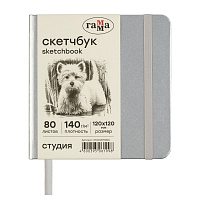 Скетчбук 80л., 120*120 Гамма "Студия", серебро, твердая обложка, на резинке, слоновая кость, 140г/м2 фото Скетчбук 80л., 120*120 Гамма "Студия", серебро, твердая обложка, на резинке, слоновая кость, 140г/м2