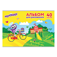 Альбом для рисования, А4, 40 листов, скоба, обложка картон, ЮНЛАНДИЯ, 202х285 мм, "Юнландик и школа" (1 вид), 105090 фото Альбом для рисования, А4, 40 листов, скоба, обложка картон, ЮНЛАНДИЯ, 202х285 мм, "Юнландик и школа" (1 вид), 105090