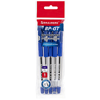 Ручки шариковые BRAUBERG BP-GT, НАБОР 5 ШТУК, СИНИЕ, пишущий узел 0,7 мм, линия письма 0,35 мм, 144509