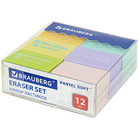 Ластики BRAUBERG "Pastel Soft" НАБОР 12 шт., размер ластика 31х20х10 мм, экологичный ПВХ, 229598 фото Ластики BRAUBERG "Pastel Soft" НАБОР 12 шт., размер ластика 31х20х10 мм, экологичный ПВХ, 229598