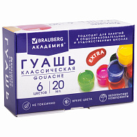 Гуашь BRAUBERG "АКАДЕМИЯ КЛАССИЧЕСКАЯ ЭКСТРА", 6 цветов по 20 мл, 192371 фото Гуашь BRAUBERG "АКАДЕМИЯ КЛАССИЧЕСКАЯ ЭКСТРА", 6 цветов по 20 мл, 192371