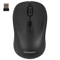 Мышь беспроводная SONNEN V-111, USB, 800/1200/1600 dpi, 4 кнопки, оптическая, черная, 513518 фото Мышь беспроводная SONNEN V-111, USB, 800/1200/1600 dpi, 4 кнопки, оптическая, черная, 513518