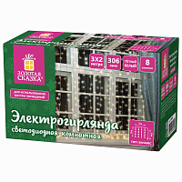 Электрогирлянда-занавес комнатная "Штора" 3х2 м, 306 LED, теплый белый, 220 V, ЗОЛОТАЯ СКАЗКА, 591334 фото Электрогирлянда-занавес комнатная "Штора" 3х2 м, 306 LED, теплый белый, 220 V, ЗОЛОТАЯ СКАЗКА, 591334
