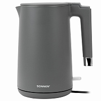 Чайник электрический с двойными стенками SONNEN KT-8719G, 1,5 л, 2200 Вт, графитовый, 454693 фото Чайник электрический с двойными стенками SONNEN KT-8719G, 1,5 л, 2200 Вт, графитовый, 454693