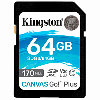 Карта памяти 64 Гб SDXC Kingston Canvas Go! Plus UHS-I U3 A2 V30 (SDG3/64Gb)