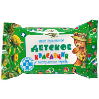 Мыло туалетное Меридиан "Красавчик", детское, с чередой, 100г, флоу-пак фото Мыло туалетное Меридиан "Красавчик", детское, с чередой, 100г, флоу-пак