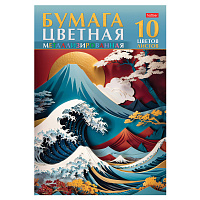 Цветная бумага А4 МЕТАЛЛИЗИРОВАННАЯ, 10 листов, 10 цветов, в папке, HATBER, 200х290 мм, "Большая волна", 088643, 10Бц4мт_32491 фото Цветная бумага А4 МЕТАЛЛИЗИРОВАННАЯ, 10 листов, 10 цветов, в папке, HATBER, 200х290 мм, "Большая волна", 088643, 10Бц4мт_32491