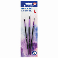 Кисти BRAUBERG PREMIUM, набор 3 шт. (беличьи круглые № 2, 3, 4), блистер, 201020 фото Кисти BRAUBERG PREMIUM, набор 3 шт. (беличьи круглые № 2, 3, 4), блистер, 201020