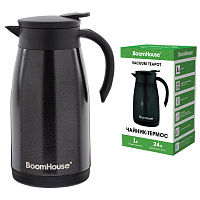 Чайник-термос 1 л, BOOMHOUSE (БумХаус) COFFEE BREAK, нержавеющая сталь SUS304, черный, ТЕРМОЧАЙНИК, 700328